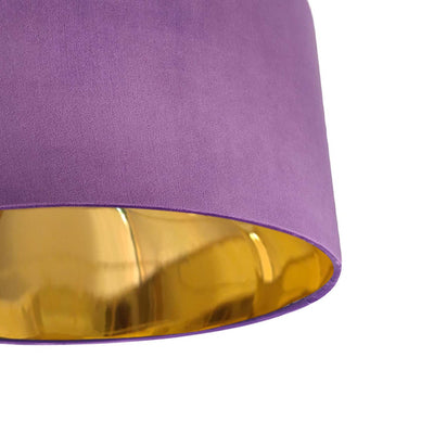 Amethyst Velvet Lampshade with Mirror Gold Lining