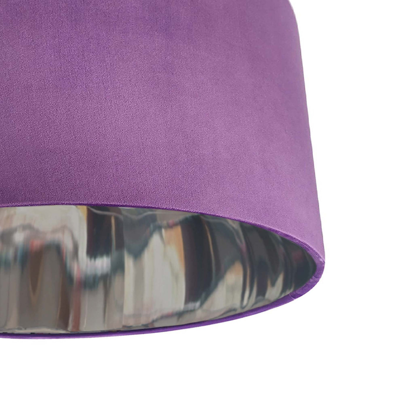 Amethyst velvet lampshade with mirror silver lining design