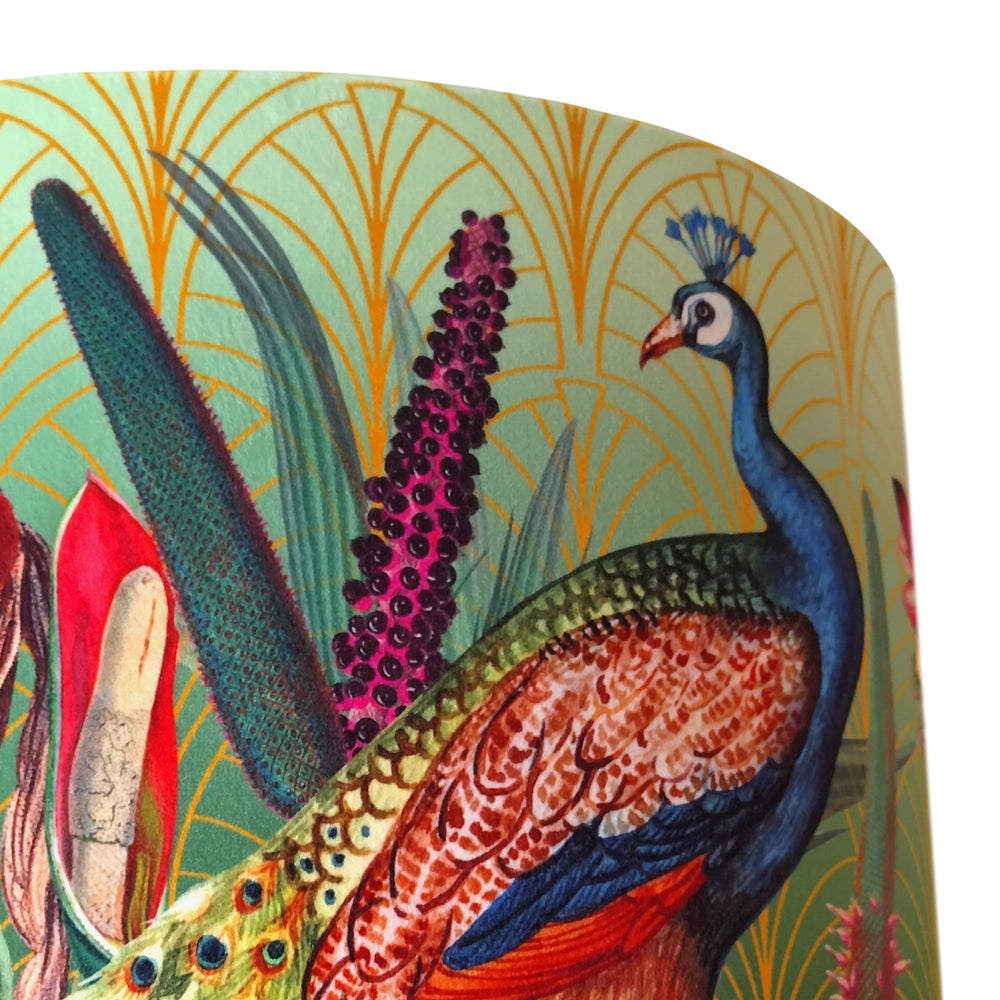 close up of the Tropicana Art Deco Lampshade with Gold Lining