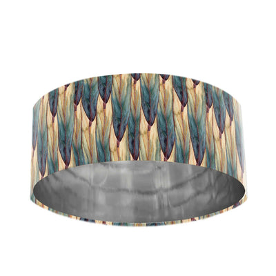 Autumn Leaves Velvet Lampshade with Silver Lining, pictured on a plain white background