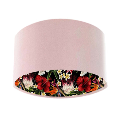Pink Velvet Lamp Shade with Black Tropics Lining