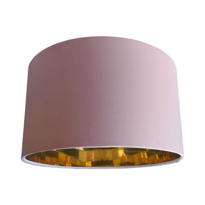 Baby Pink Velvet Lamp Shade with Mirror Gold Lining