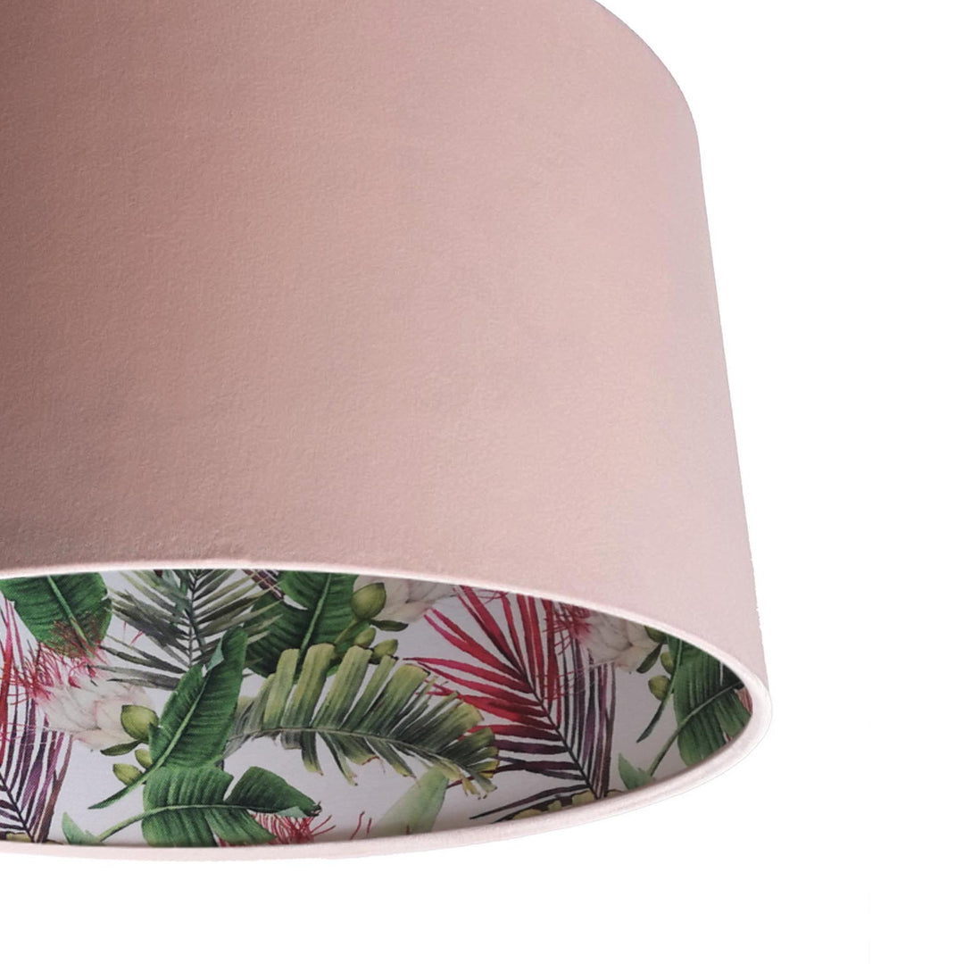 Botanical Protea Lampshade in Baby Pink Velvet
