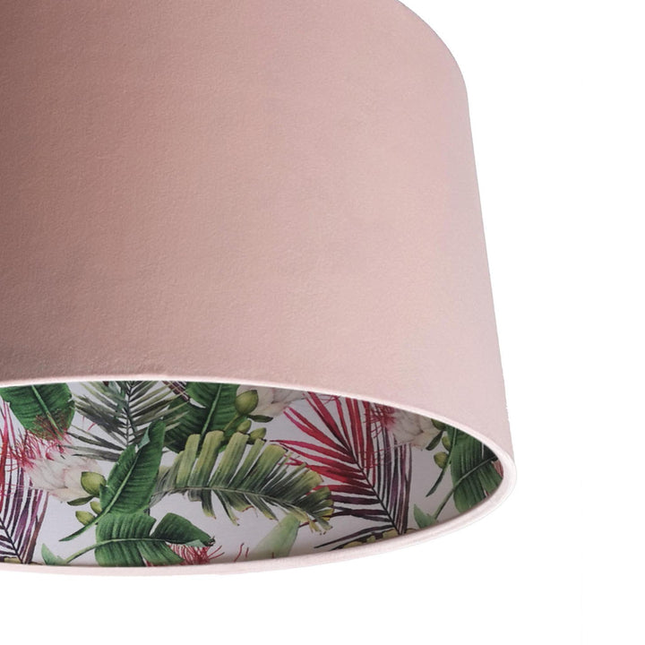Botanical Protea Lampshade in Baby Pink Velvet