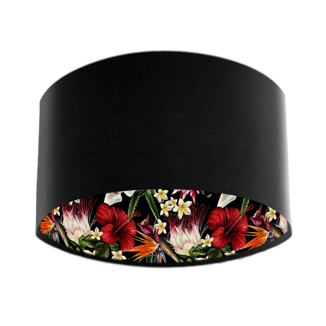 black velvet lampshade with black tropics jungle lining