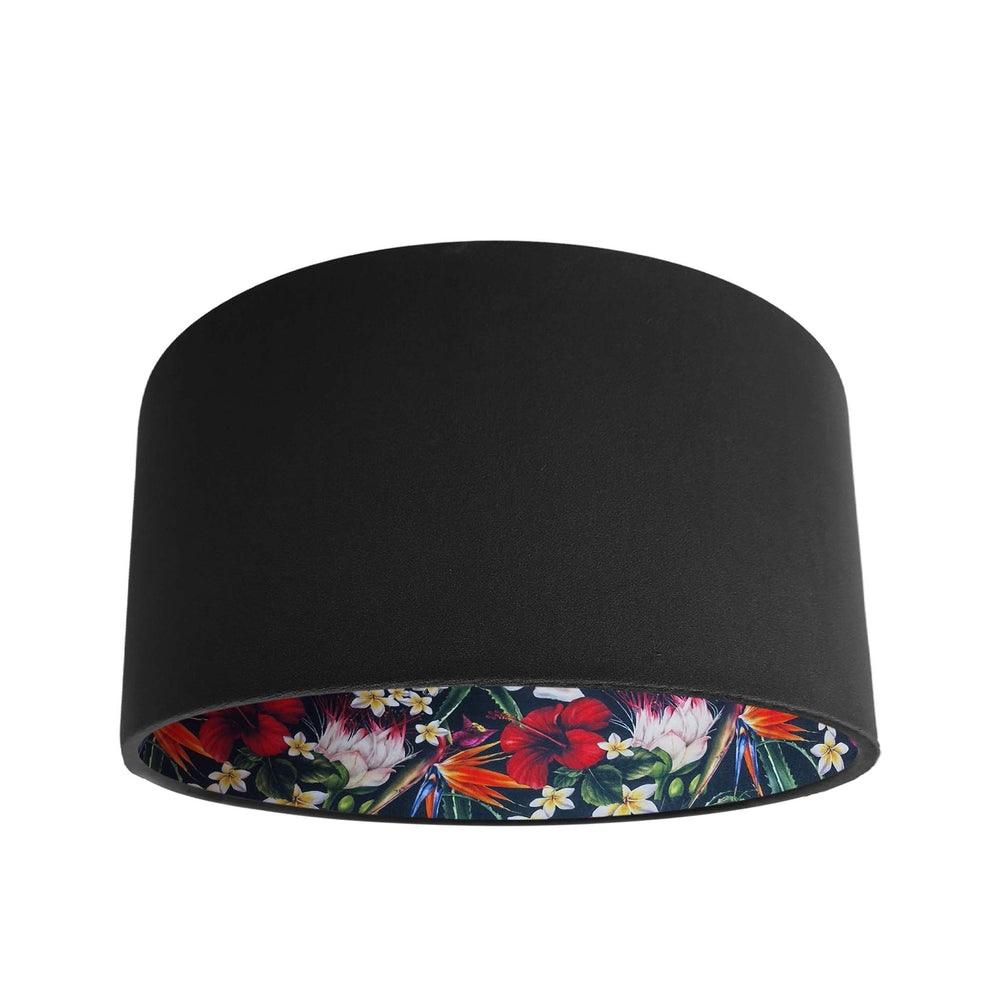 black velvet lampshade with black tropics jungle lining