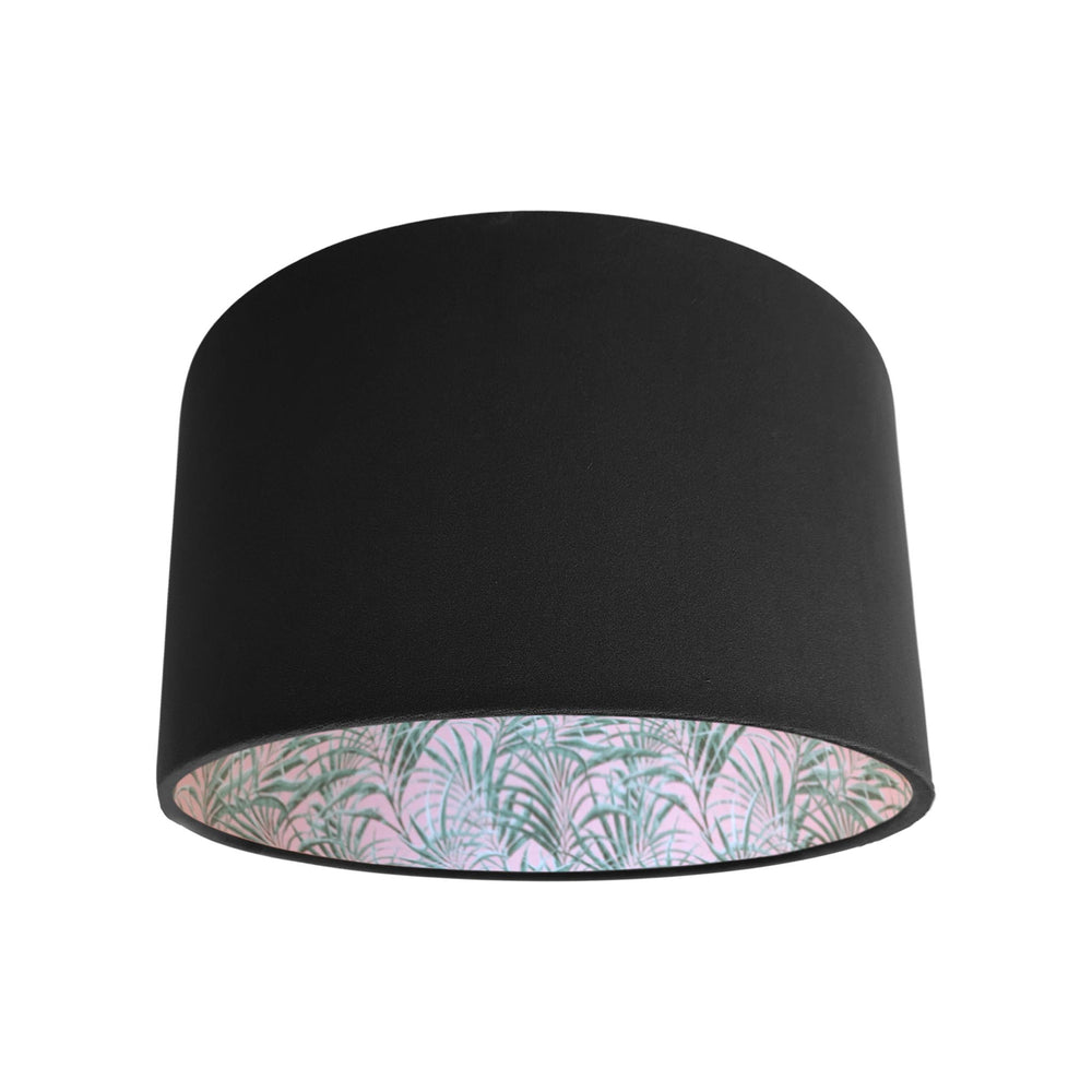 Black Velvet Lampshade with Palms Delight Lining