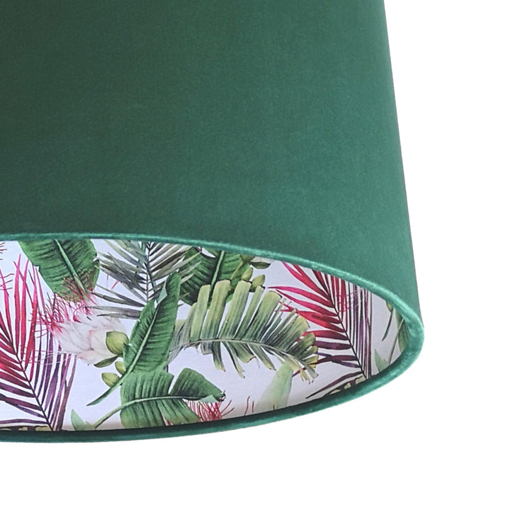 Botanical Protea Lampshade in Bottle Green Velvet