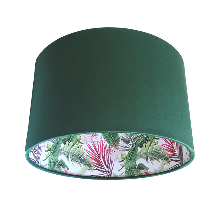 Botanical Protea Lampshade in Bottle Green Velvet