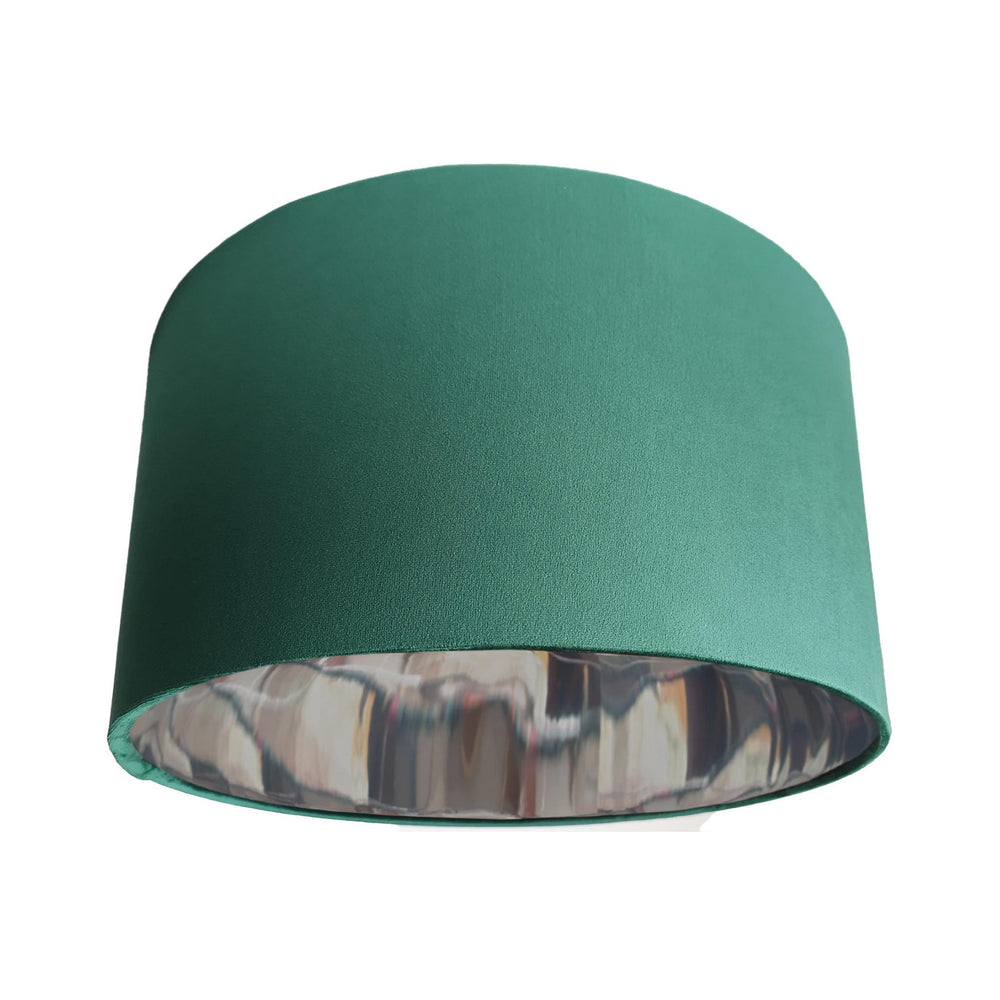 Bottle Green Velvet Light shade with Mirror Silver Lining