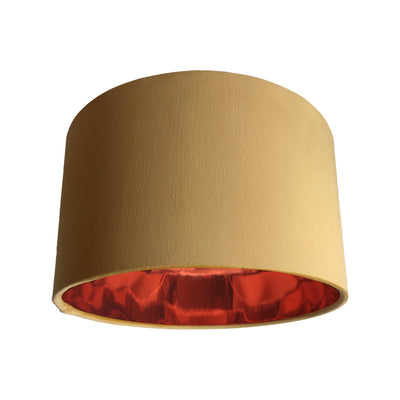Camel Beige Velvet Lampshade with Mirror Copper Lining