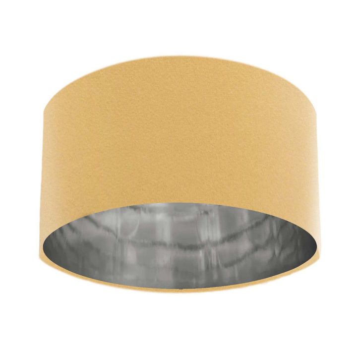 beige velvet lampshade with mirror silver lining finish