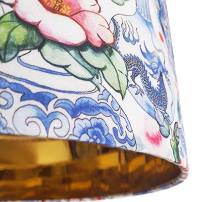 close up Oriental Vases Lamp Shade with Gold Lining