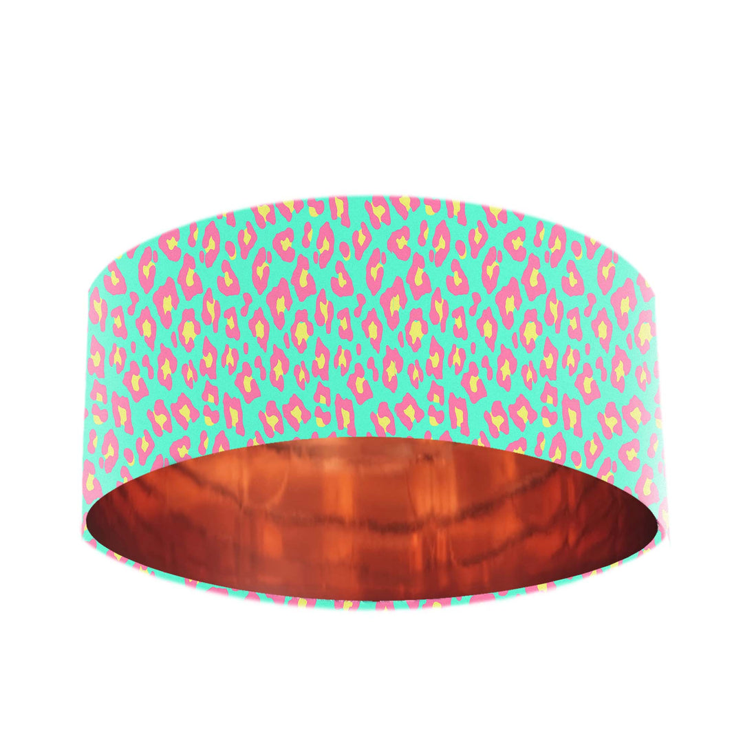 leopard print pink velvet lampshade with copper lining