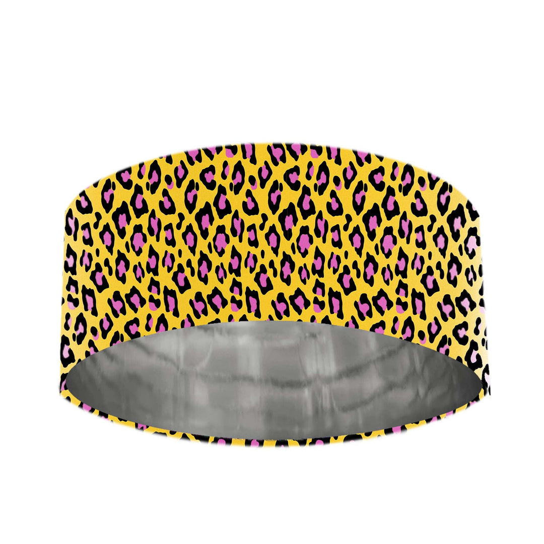 leopard lampshade in pink velvet with silver inner lining