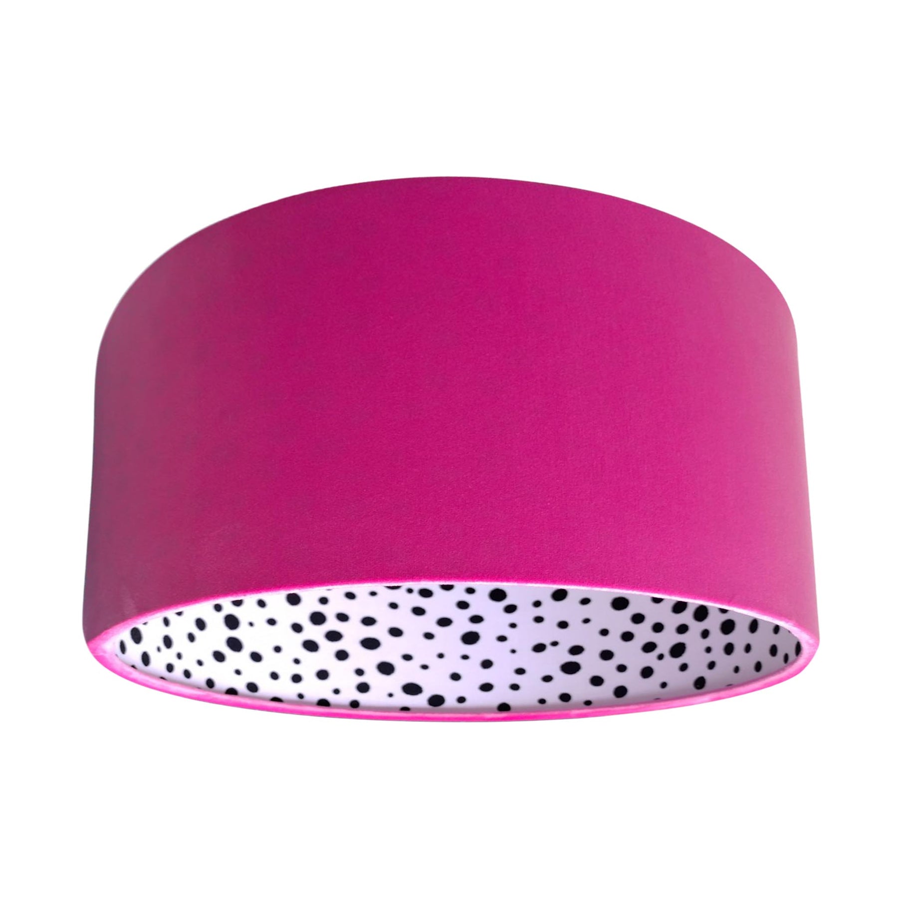 Black Polka Dot Lampshade in Hot Pink Velvet - Fuchsia Pink Lamp Shade