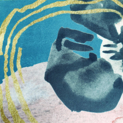 close up of the velvet used for the Abstract Velvet Lampshade in Teal Blue with Mirror Gold Lining