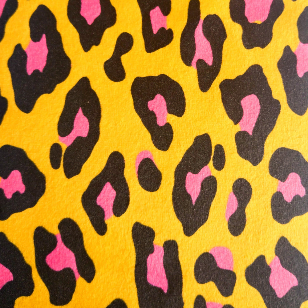 leopard lamp shade with copper lining in pink and yellow