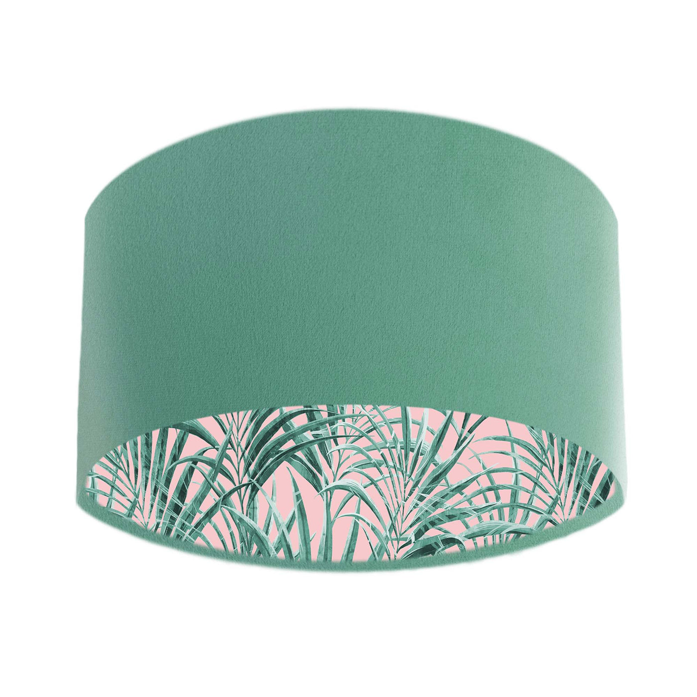 Mint Green Velvet Lampshade with Palms Delight Lining