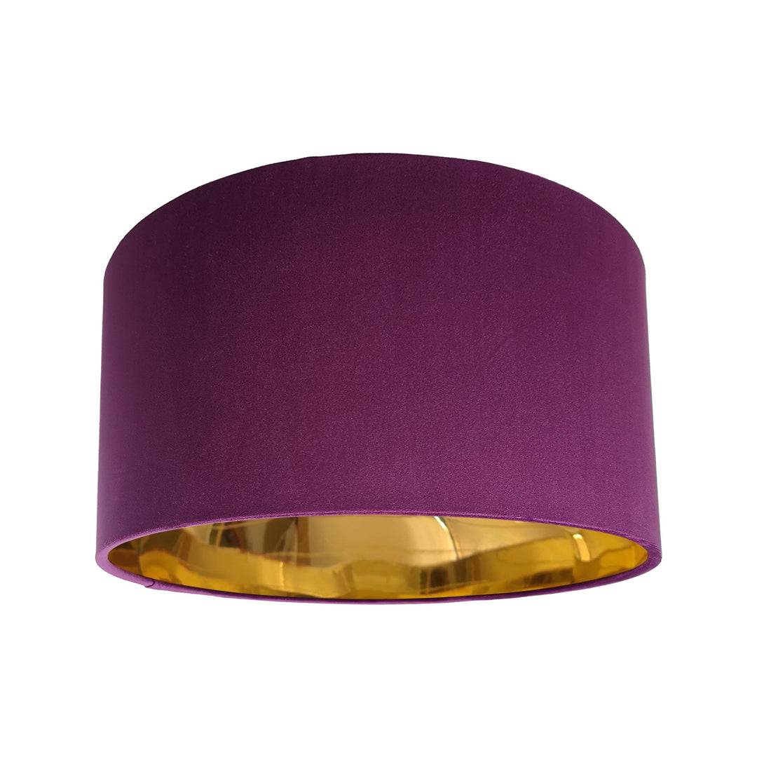 Mulberry Purple Velvet Lampshade with Mirror Gold Lining