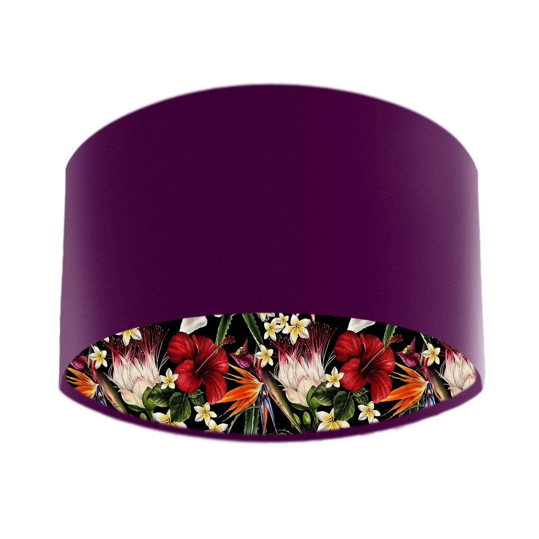 Black Tropics Lampshade in Mulberry Purple Velvet