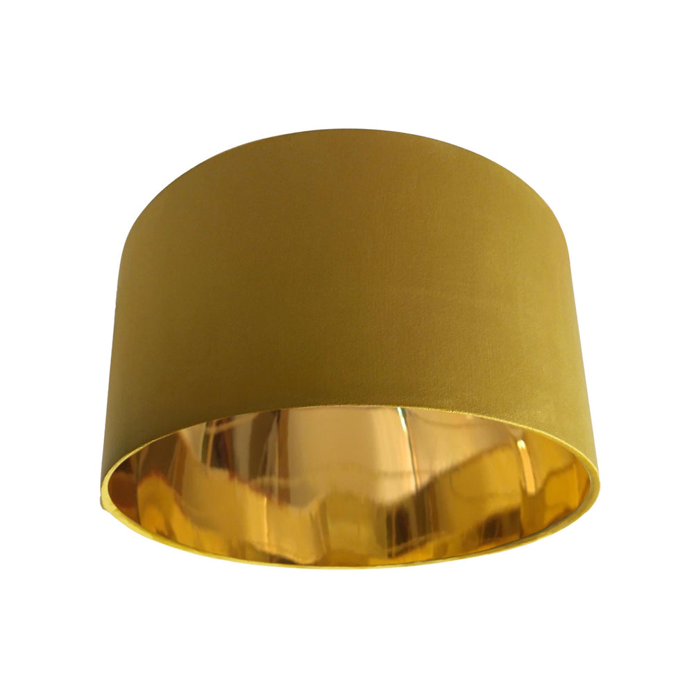 Mustard Yellow Velvet Lamp Shade with Mirror Gold Lining