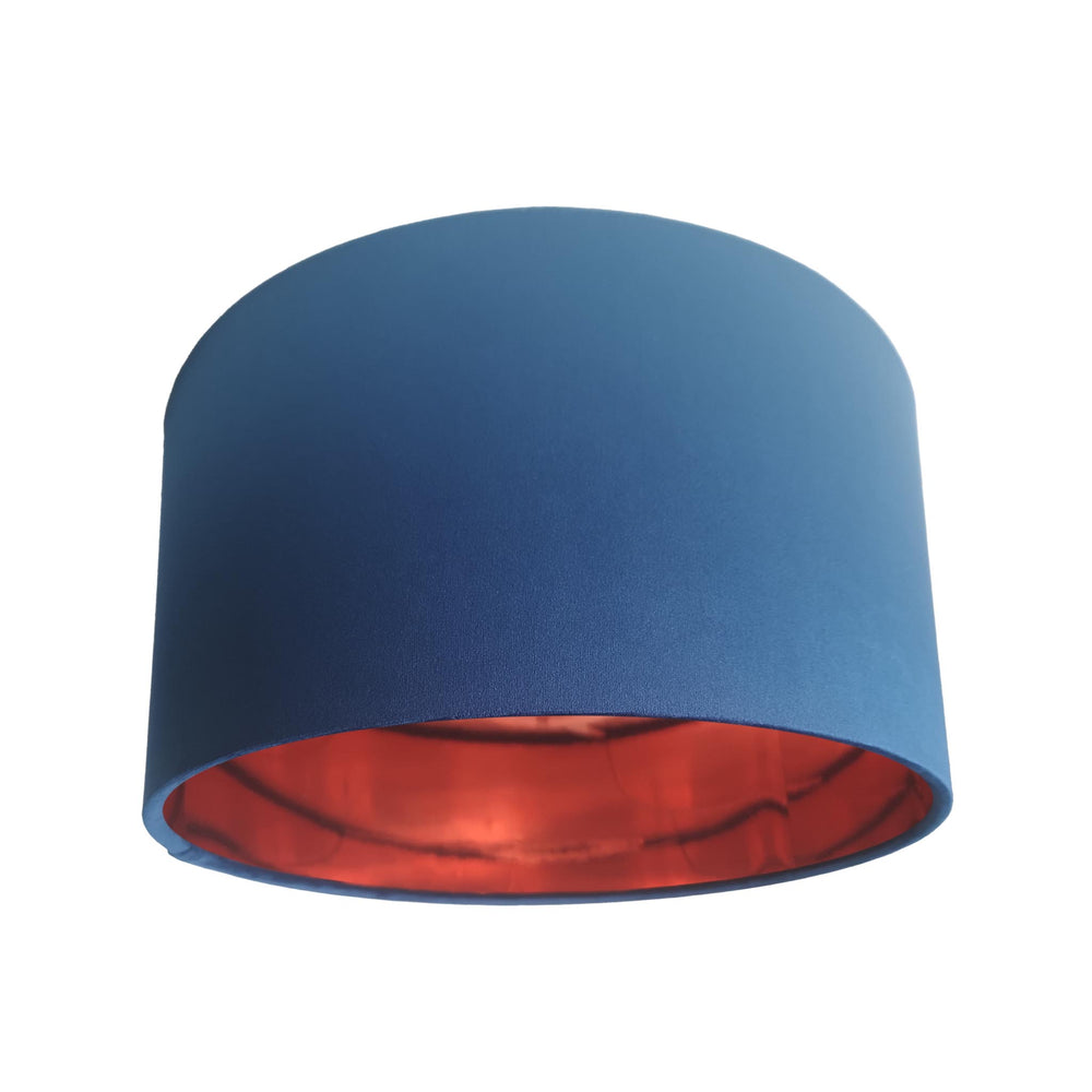 Navy Blue Velvet Lamp Shade with Mirror Copper Lining
