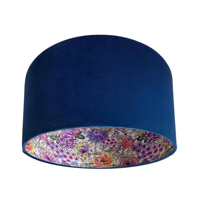 Summer Wildflower Lampshade in Navy Blue Velvet
