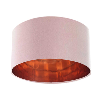 Baby Pink Velvet Light Shade with Mirror Copper Lining