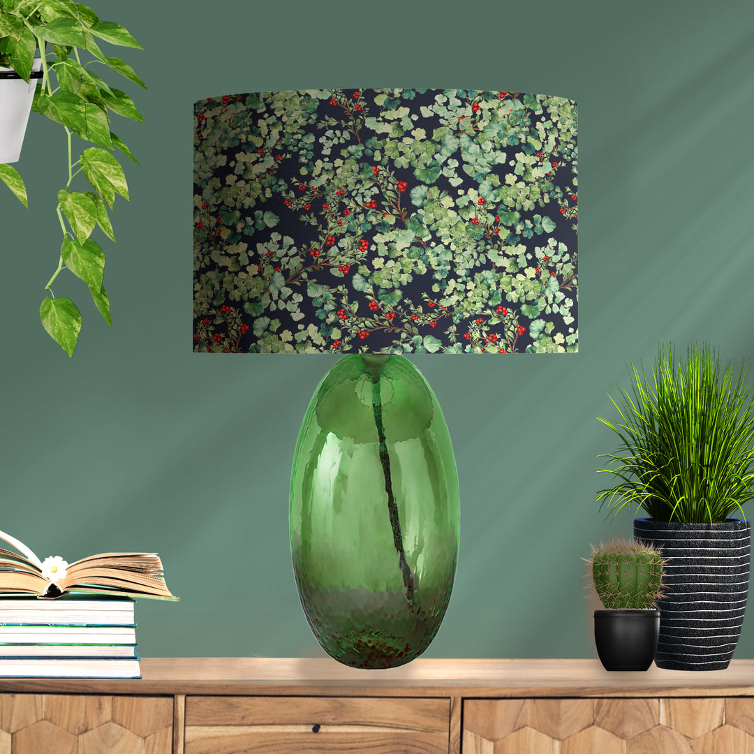 red berry cotton lampshade with mirror gold lining