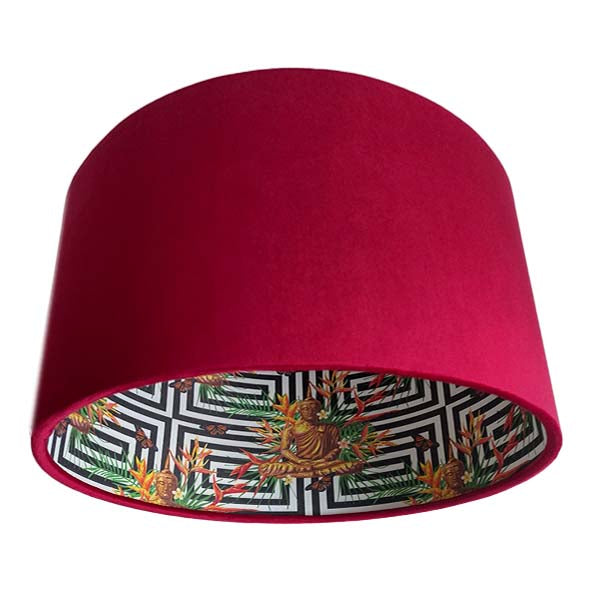 Spiritual Buddha Lampshade in Red Claret Velvet