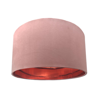 Antique Rose Pink Velvet Lamp Shade with Mirror Copper Lining