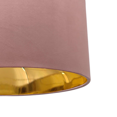 close up of the Antique Rose Pink Lampshade with Mirror Gold Lining
