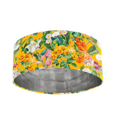 Sunshine Yellow Meadow Velvet Lampshade with Silver Lining
