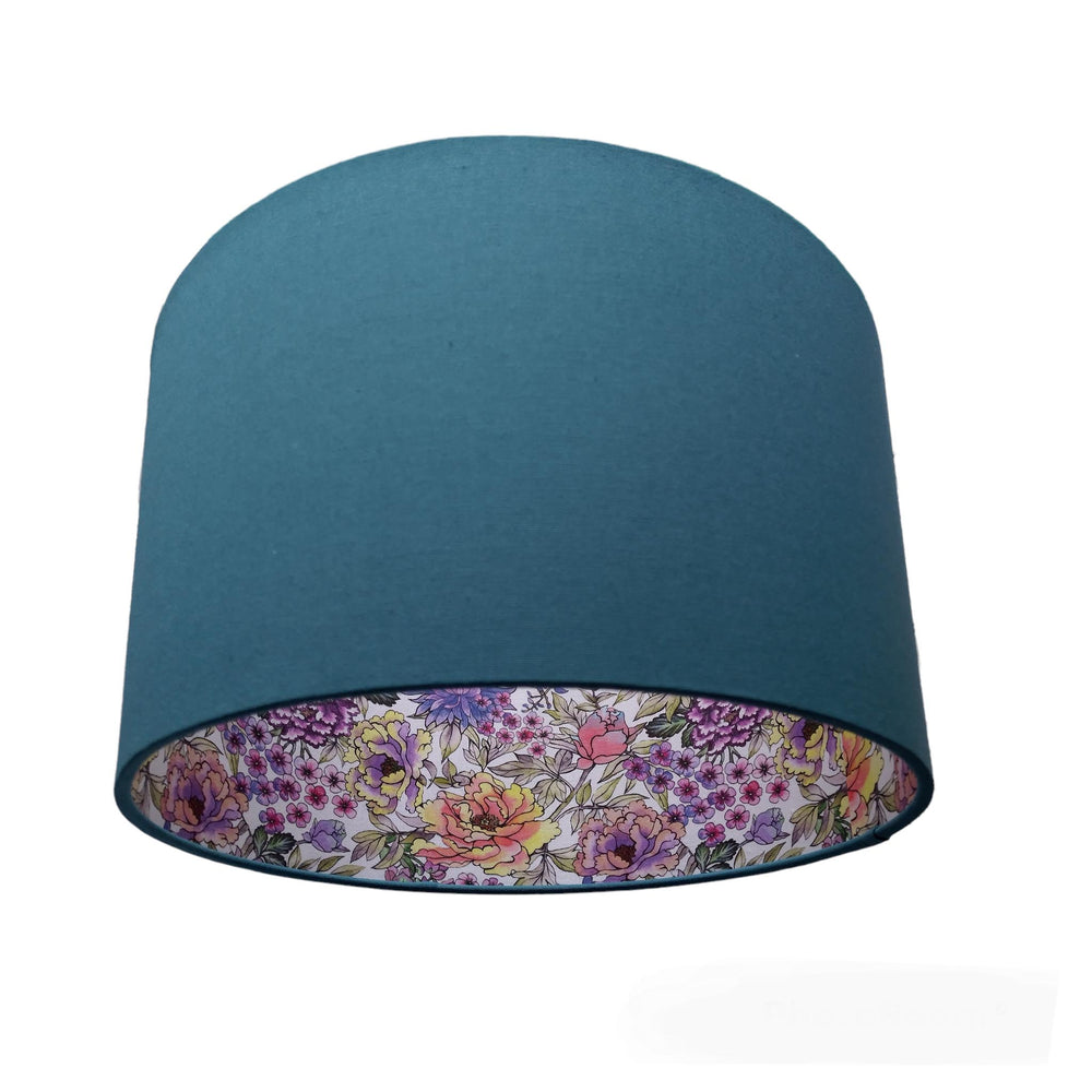 Summer Wildflower Lampshade in Teal Blue Cotton