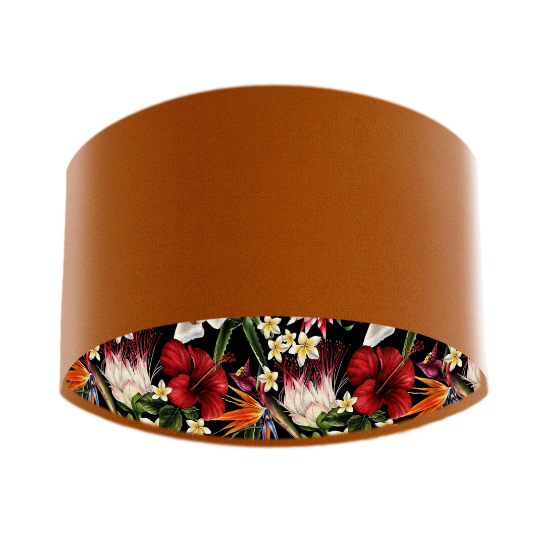 terracotta velvet handmade tropical lampshade black lining