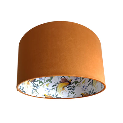 Tropical Birds Lampshade in Terracotta Velvet