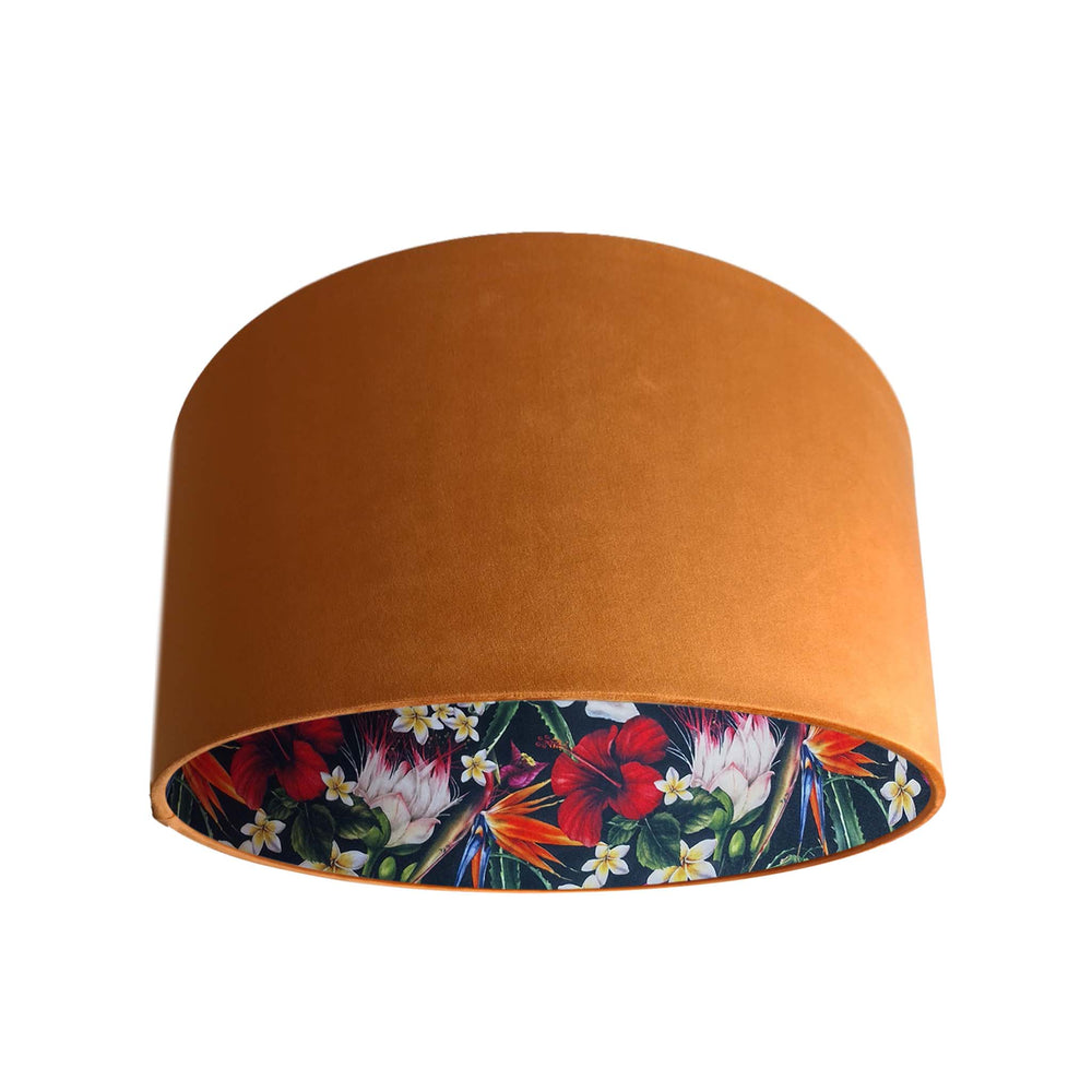 terracotta velvet handmade tropical lampshade black lining