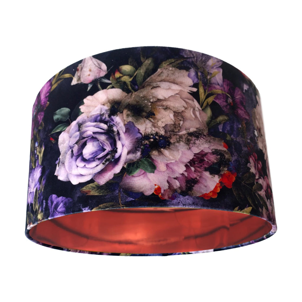 Vintage Flowers Velvet Lamp shade with Mirror Copper Lining