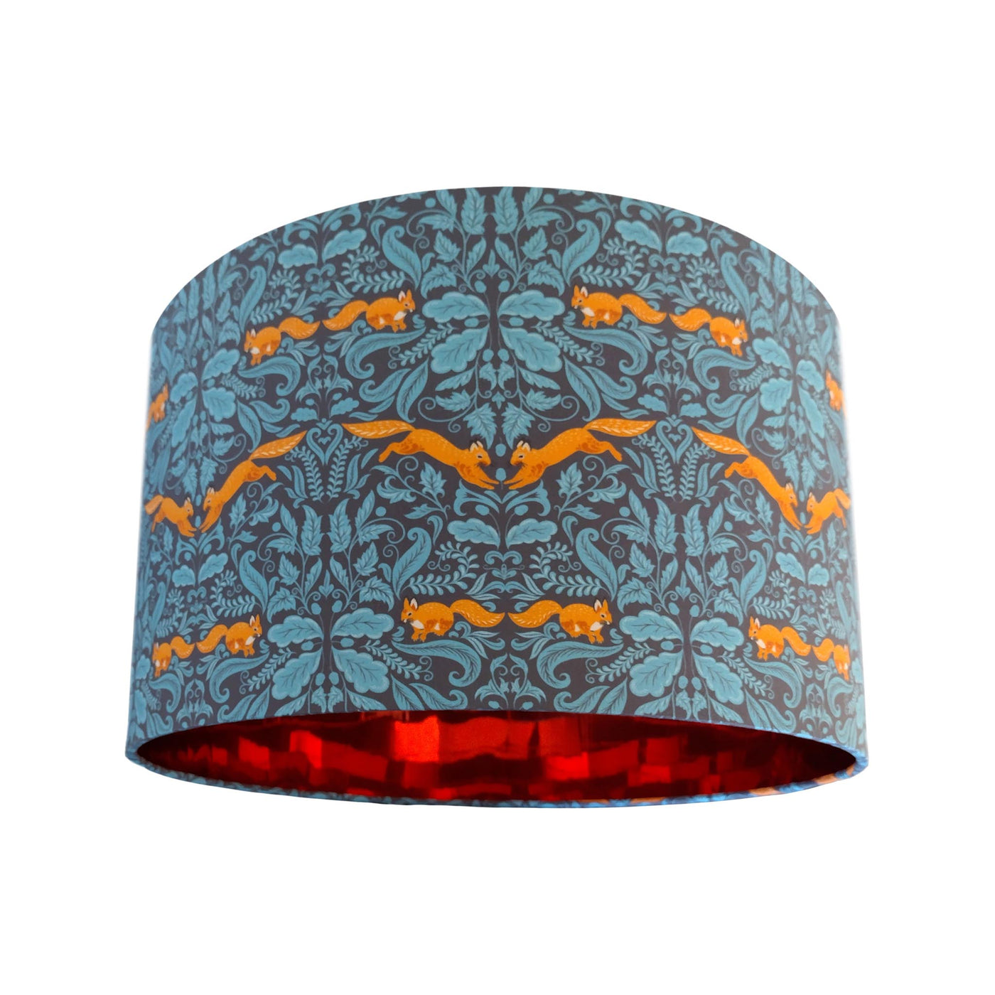 Squirrel Woodland Teal Blue Cotton Lampshade with Mirror Copper