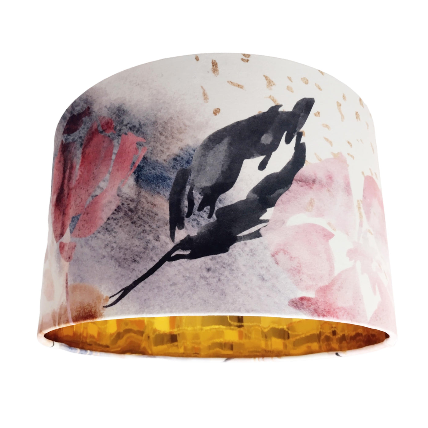 Abstract Velvet Lampshade in Cream with Mirror Gold Lining
