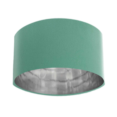 Mint Green Velvet Lampshade with Silver Mirror Lining