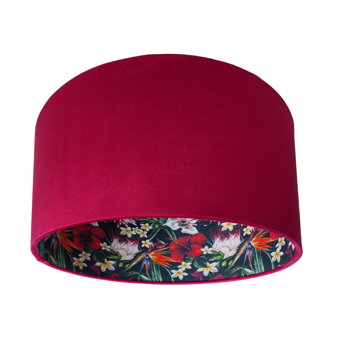 Black Tropics Lampshade in Red Claret Velvet