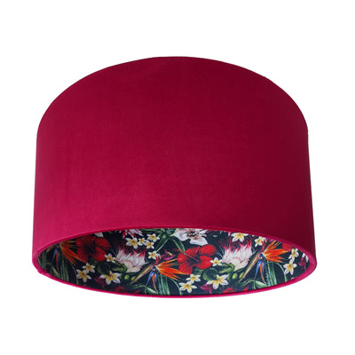 Black Tropics Lampshade in Red Claret Velvet