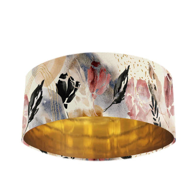 Abstract Velvet Lampshade in Cream with Mirror Gold Lining