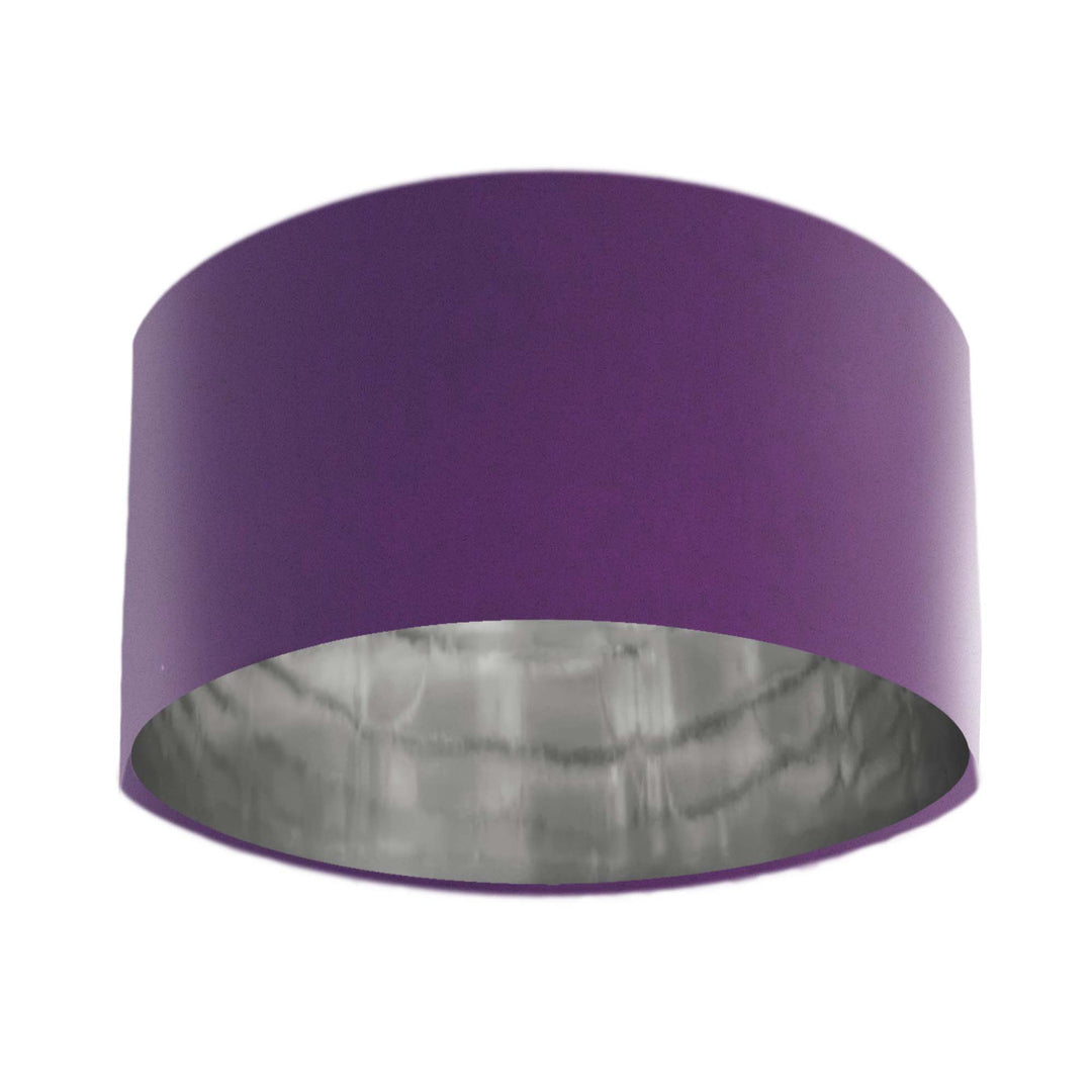Amethyst velvet lampshade with mirror silver lining design