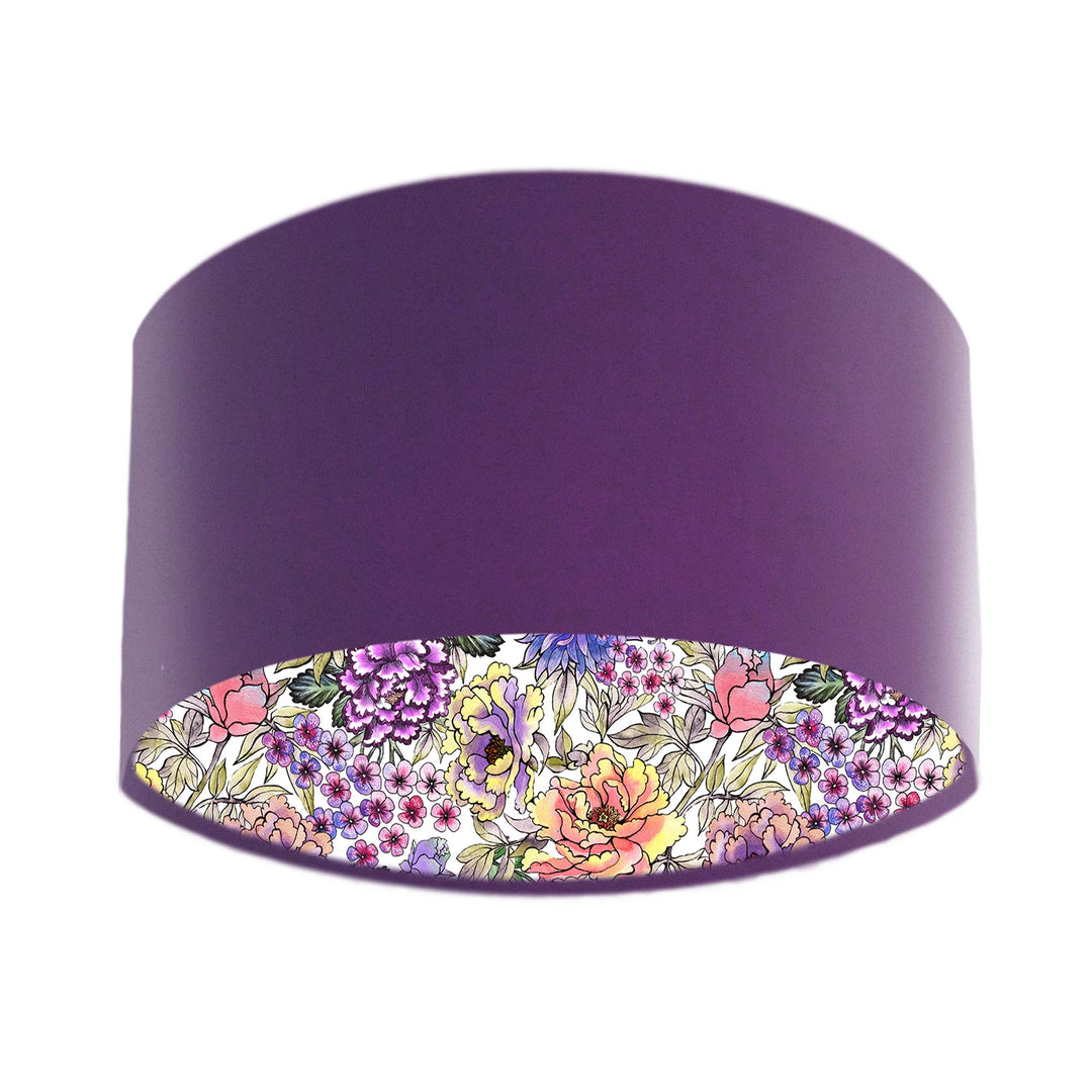 wildflower cottagecore purple velvet floral lampshade