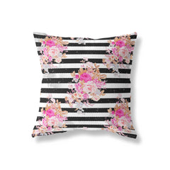 floral glamour cushion pink striped handmade home decor