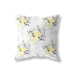 grey yellow flower bouquet cushion with floral print