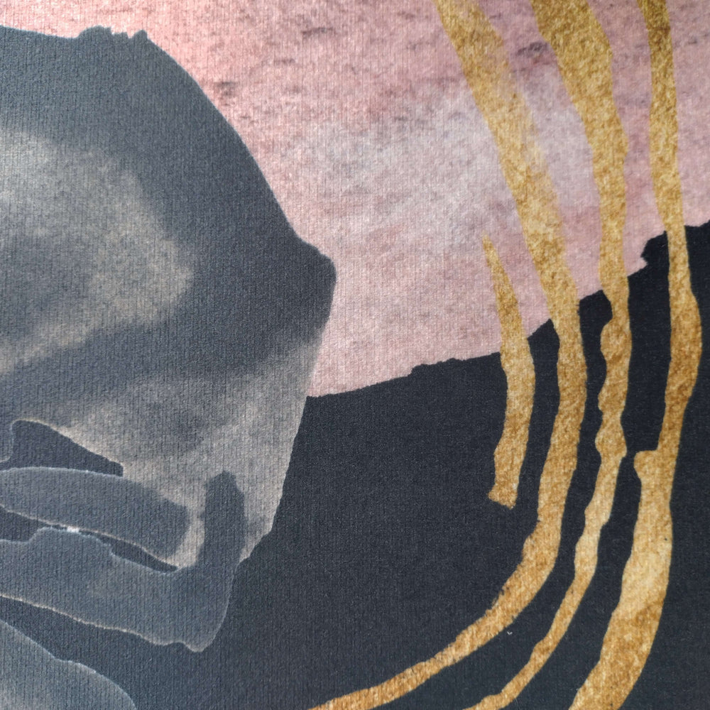 Abstract Velvet Lampshade in Black with Mirror Copper Lining